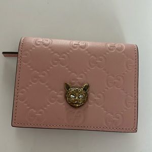 Excellent condition! Pink Guccissima Cat Card Case Wallet